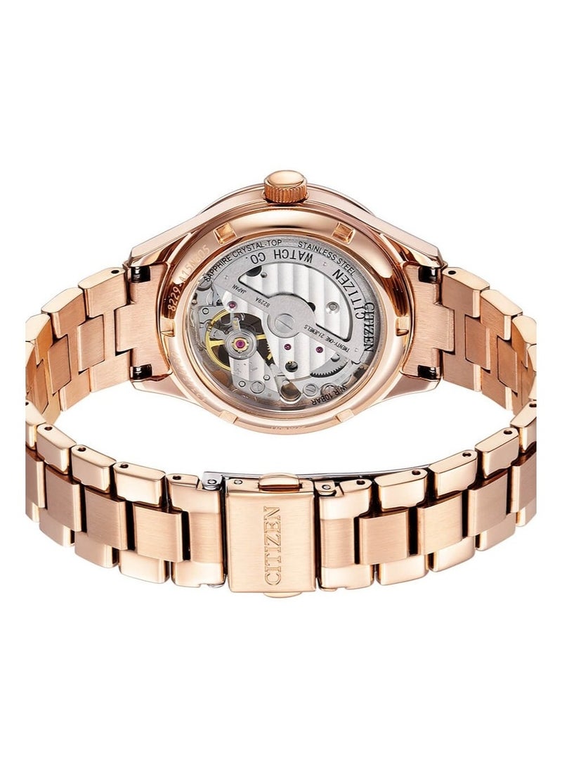 CITIZEN Limited Edition Mechanical Women’s Watch PC1017-88Y, 34mm Open Heart Pink Dial, Gold-Tone Stainless Steel Case & Bracelet, 100 m WR - Image 3